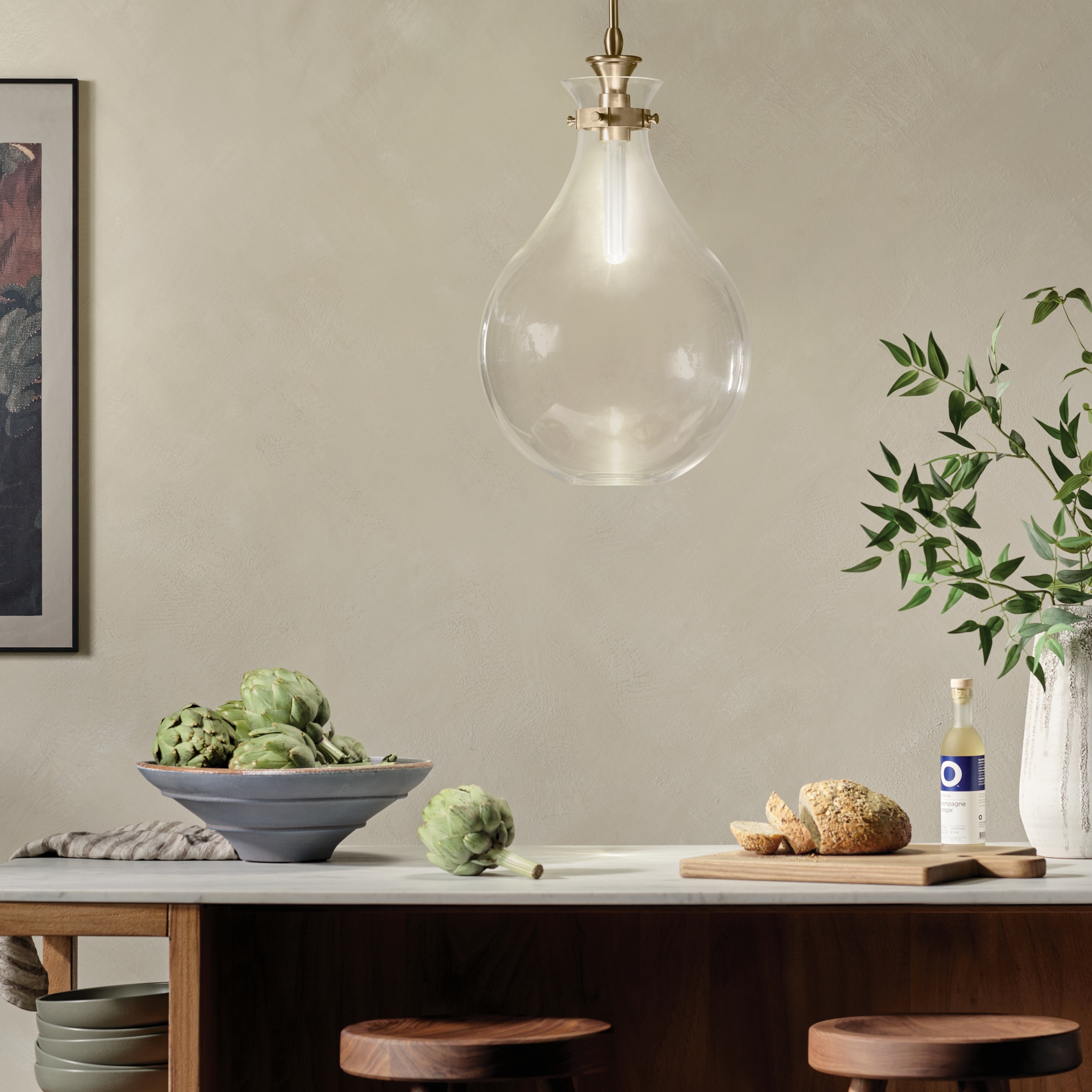 Kichler Lighting Laria 14 Inch 1 Light Pendant with Clear Glass in Champagne Bronze