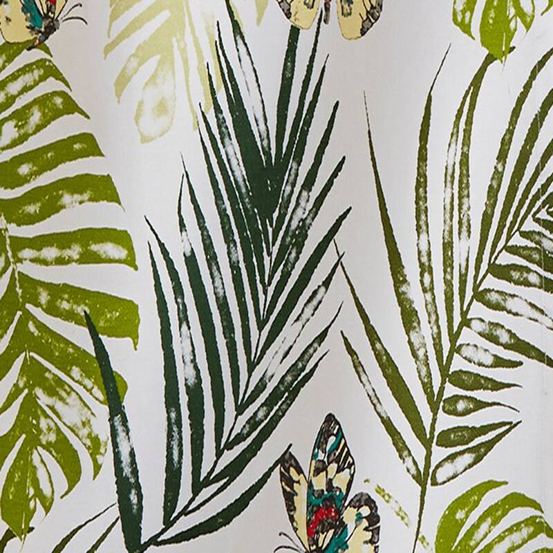 Set of 2 Palm And Butterfly Print with Coordinating Green and Black Stripe Cotton Kitchen Dishtowels 26L x 18W in.