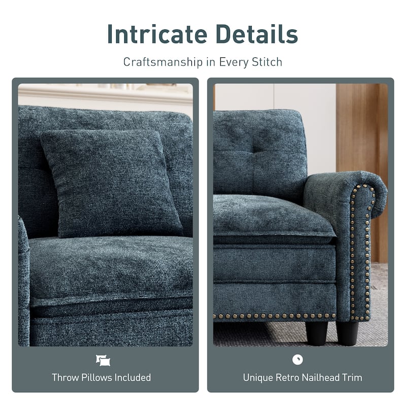 MAISON ARTS Mid-Century Modern Oversized Modular Sectional Couch Set with Ottoman, Cloud Sofa with Throw Pillows for Living Room