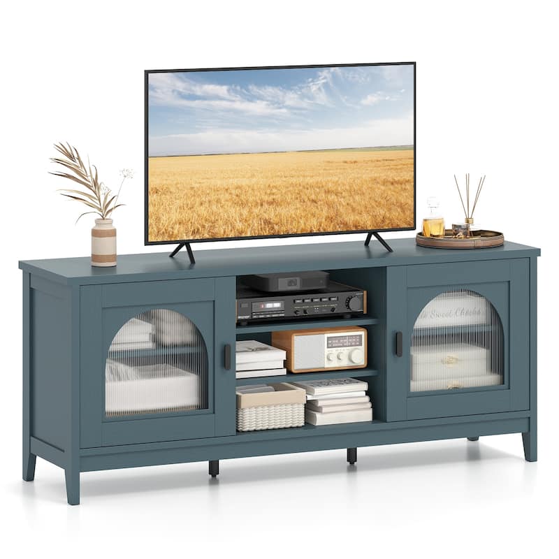 Gymax Farmhouse TV Stand for TVs up to 65'' Modern Vintage TV Cabinet - Green