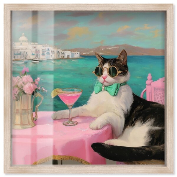 Kitty Glam Drink in Greece Cats Wall Art Shadowbox Print by Art