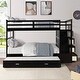 preview thumbnail 4 of 7, Hardwood Twin Over Twin Bunk Bed with Trundle, Multifunction Staircase and 4 Storage Drawers, Espresso