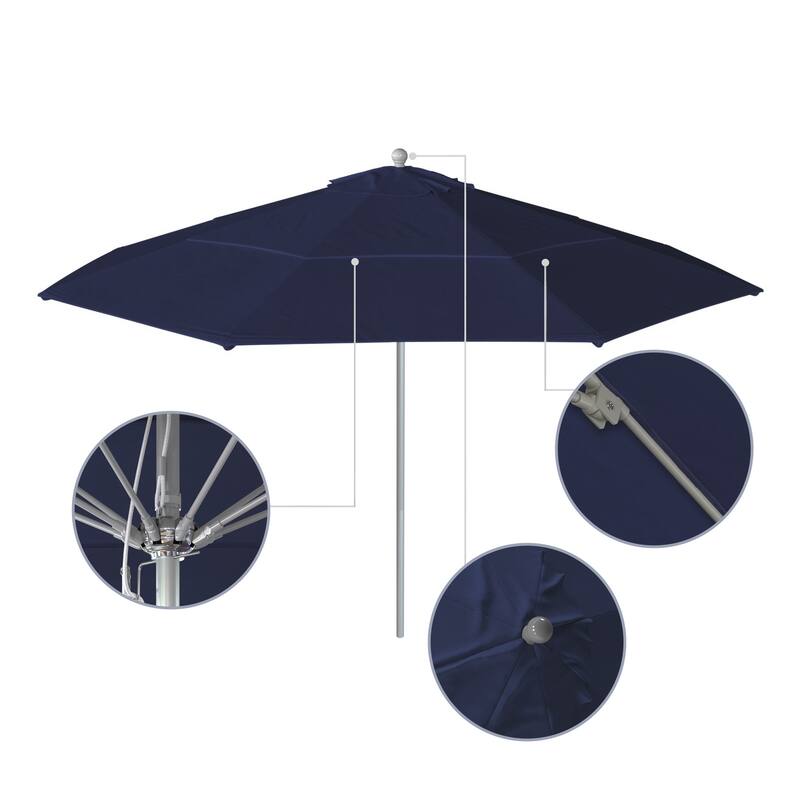 California Umbrella Anodized Silver Finish Aluminum 11-foot Round Outdoor Umbrella
