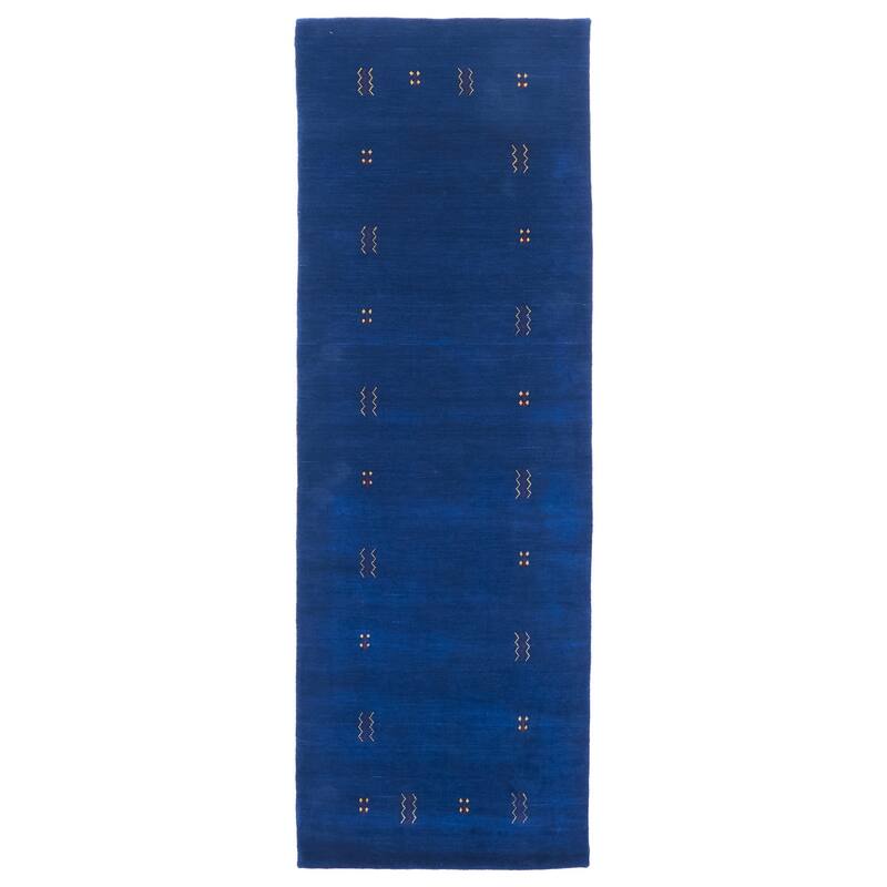 ECARPETGALLERY Hand Loomed Kashkuli Gabbeh Dark Blue Wool Rug - 2'8 x 7'7