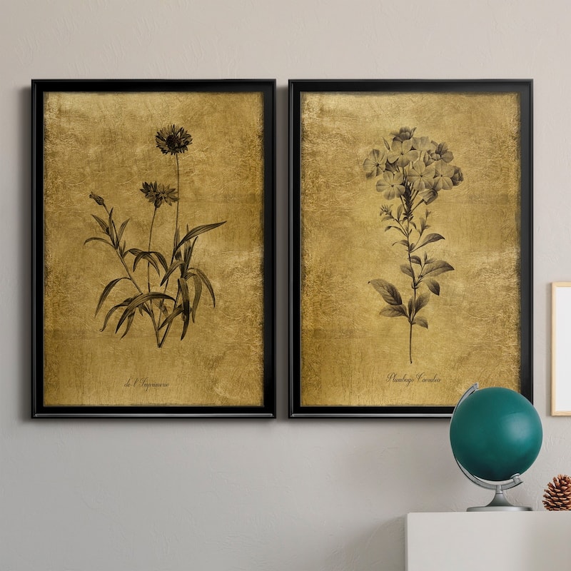 Gold Sketch Botanical I Premium Framed Print - Ready to Hang - Multi-Color