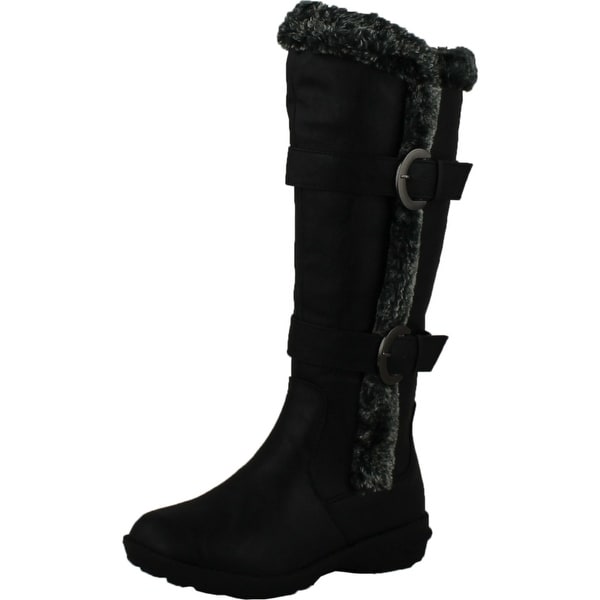 Forever Aura-43 Womens Double Straps Knee High Boots Winter Boots - Black