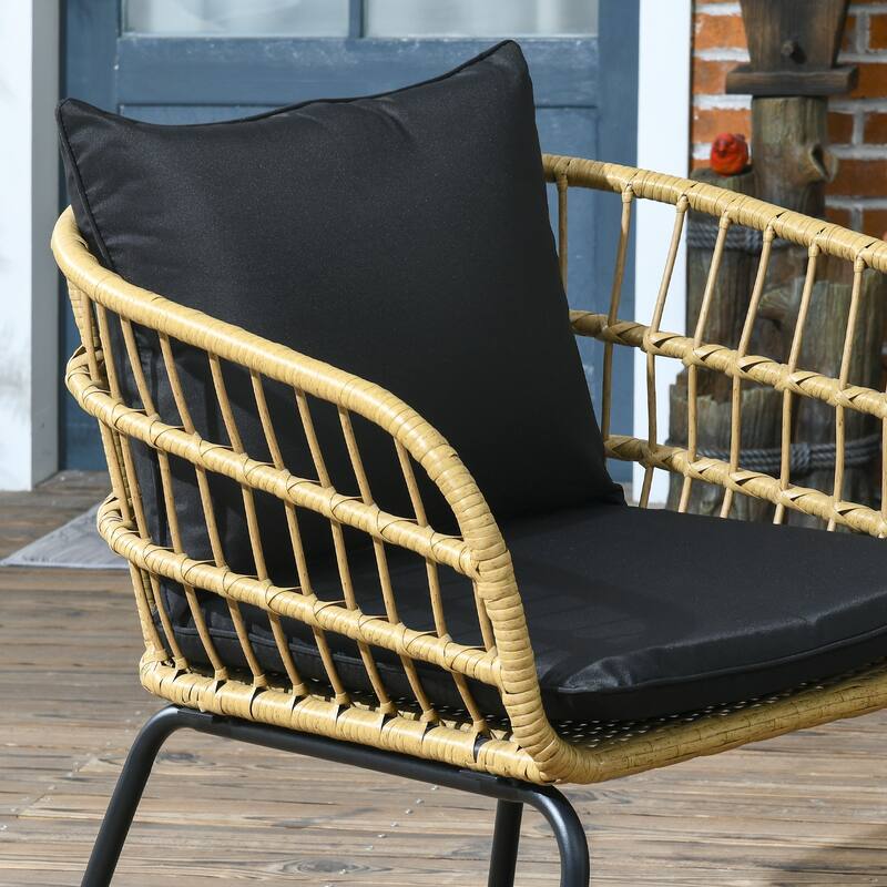 Outsunny 5 Piece PE Rattan Outdoor Furniture Set with Cushioned Chairs & Loveseat Sofa, Patio Sectional Furniture Set