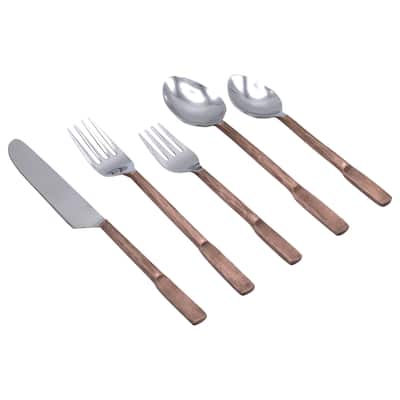 Elyon Carbery Reflective Copper 20 Piece Flatware Set Indian Artisan-Made Set Hand-Forged Stainless Steel Service for 4