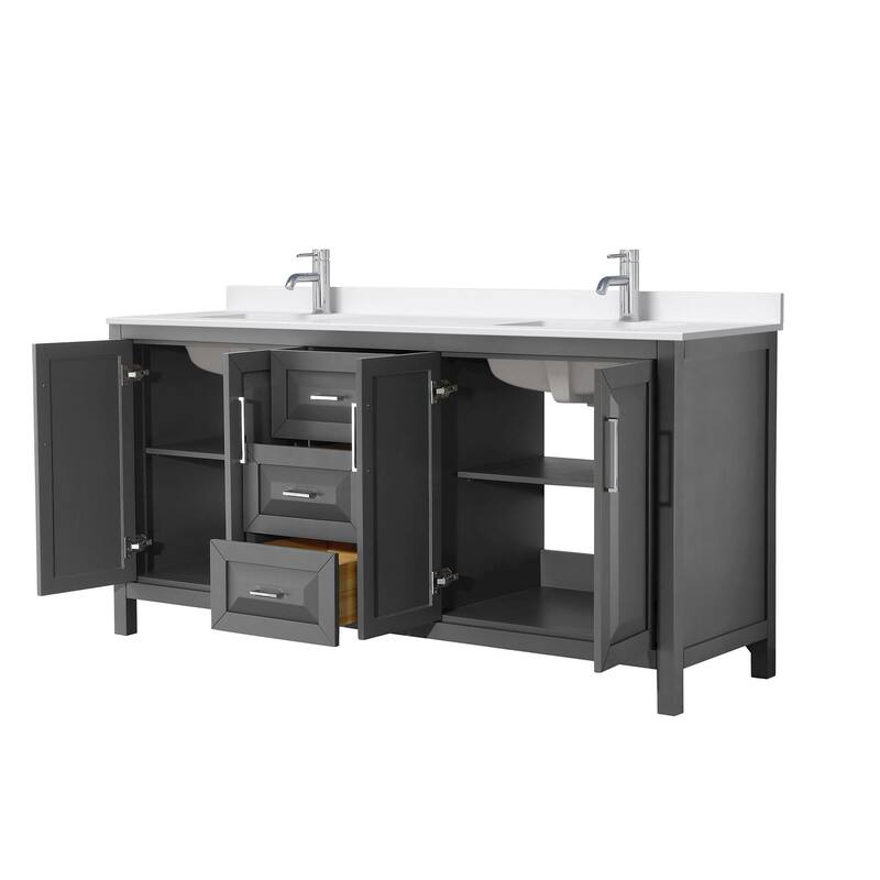 Daria 72-inch Double Vanity, Single Hole Quartz Top
