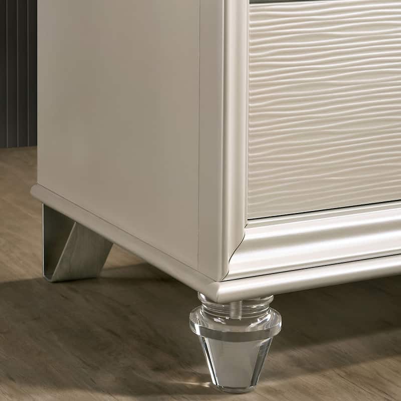 Allenby Contemporary Pearl White 55-inch Wide 6-Drawer Wood Dresser by Silver Orchid