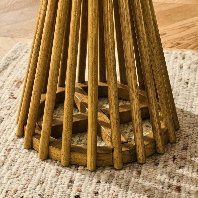 15.75 in. Round Wood Coffee Table, Simple End Table, Solid Wood Side Table for Living Room