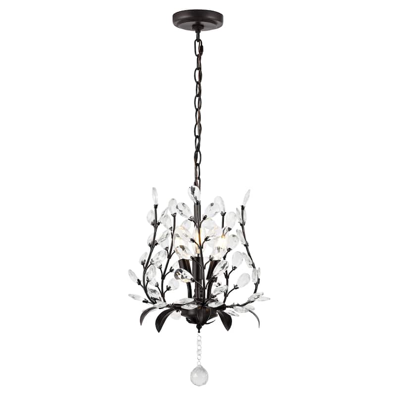 Joanna 12" 3-Light Contemporary Bohemian Iron/Acrylic LED Pendant, Oil Rubbed Bronze/Clear by JONATHAN Y - Oil Rubbed Bronze/Clear