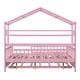 preview thumbnail 7 of 31, Wooden Full Size House Bed with Trundle, Twin Playhouse Platform Bed Frame with Storage Shelves, Montessori Be for Kids Teens