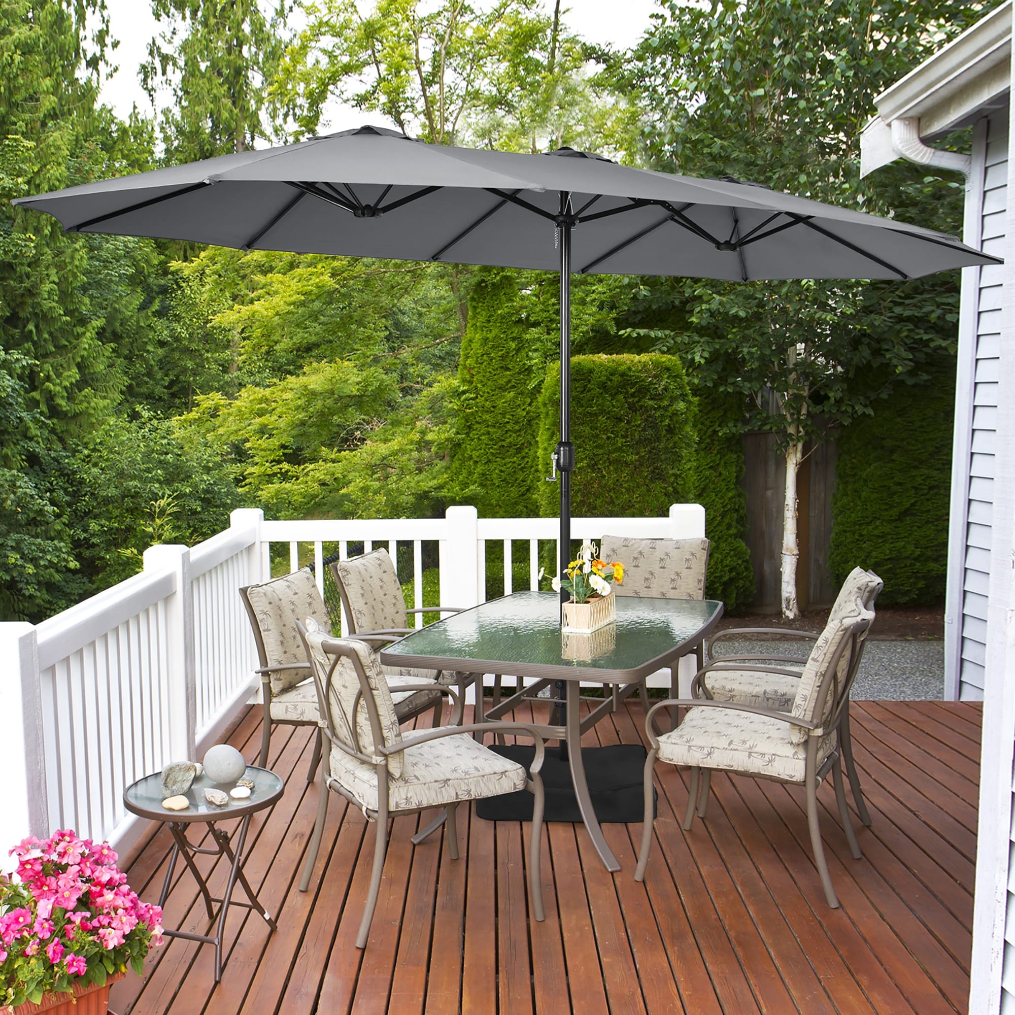 double-sided patio umbrella 10 ft double sided with base sided design also matches your desk and chair and provides more shade area Maison Arts 15ft Patio Umbrella