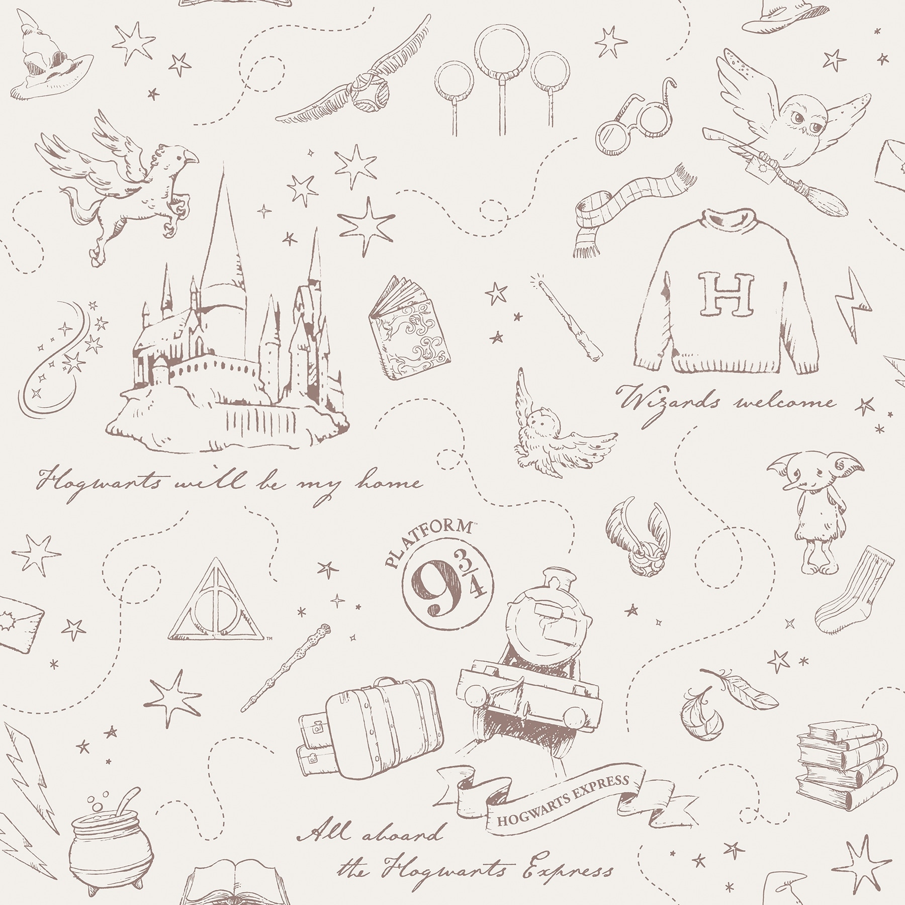 Harry Potter Magical Moments Trail Cream Peel and Stick Wallpaper - 216 x 20.50