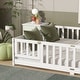 preview thumbnail 32 of 173, Toddler Floor Bed with Fence and Door, Montessori Platform Floorbed with Safety Guardrails for Children Boys Girls Kids Playroom