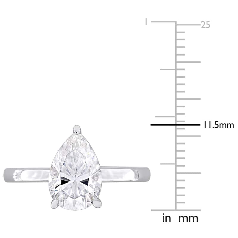 Miadora 2ct DEW Pear-Cut Created Moissanite Solitaire Ring in Sterling Silver
