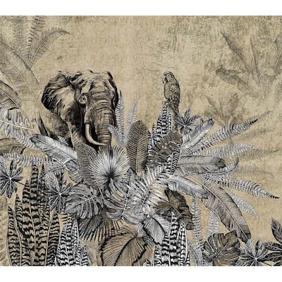 Vintage Safari Elegance Wallpaper Mural Intricate Foliage