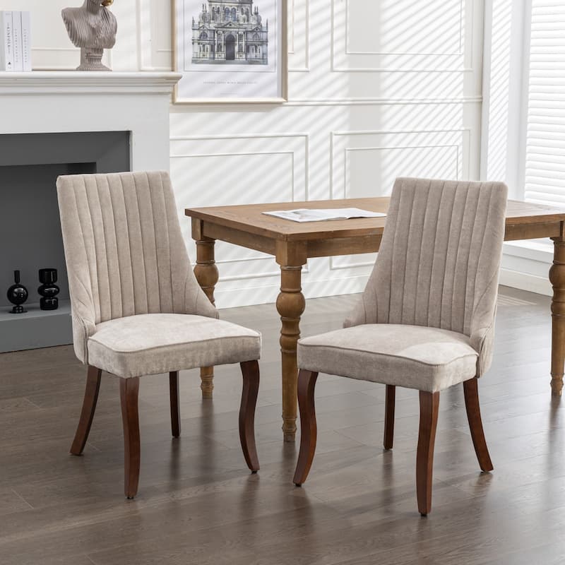 Rayon Cloth Flocking Linen Dining Chairs Channel Kitchen Dinner Chair Comfy Fabric Upholstered Accent Chair