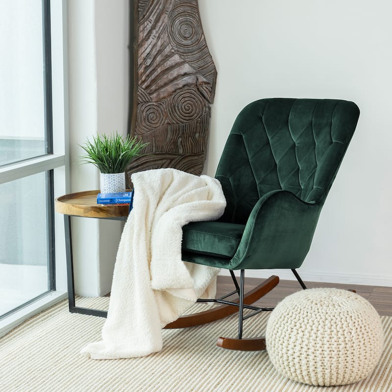 Salisbury Mid-Century Modern Velvet Rocking Chair