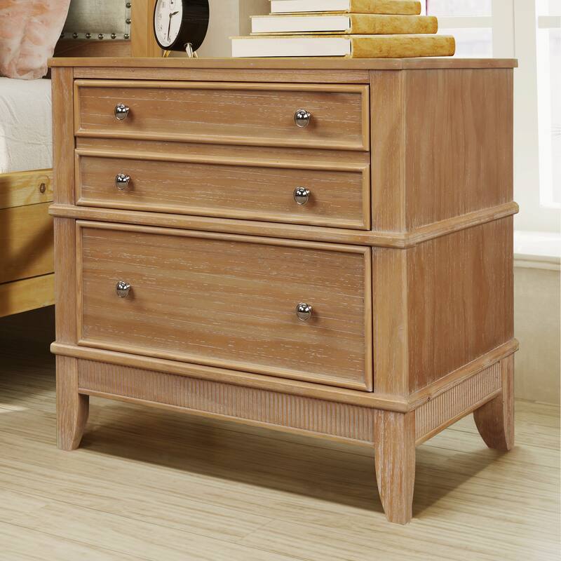 3-Drawer Natural Nightstand