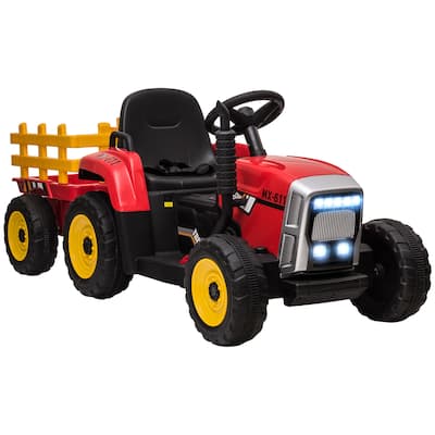 Kids Electric Ride-On Tractor with Detachable Trailer, Remote Control, Music, and Safety Features for Ages 3-6