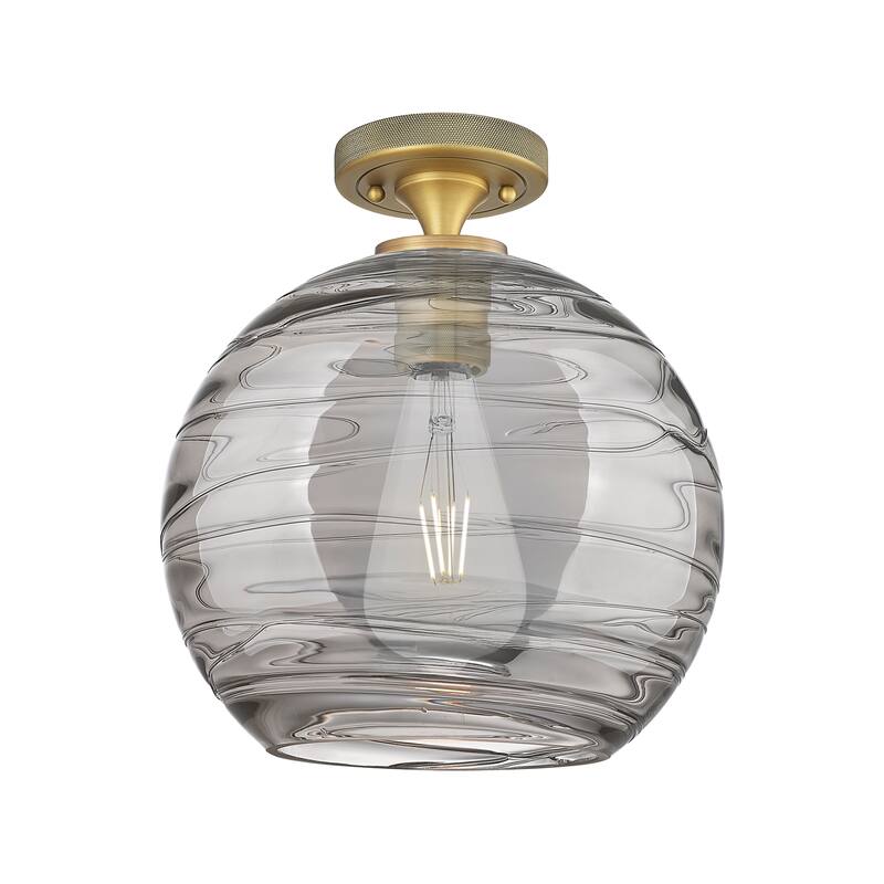 Innovations Lighting Downtown Urban - Crown Point - 1 Light 10" Athens Deco Swirl Flush Mount - Brushed Brass