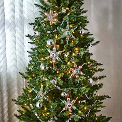 8" Glass Reflector Starburst Ornament Set of 6