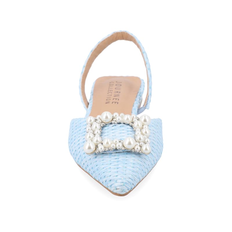 Journee Collection Women's Medium and Wide Width Hannae Sling Back Pointed Toe Flats - Medium - Blue - 8