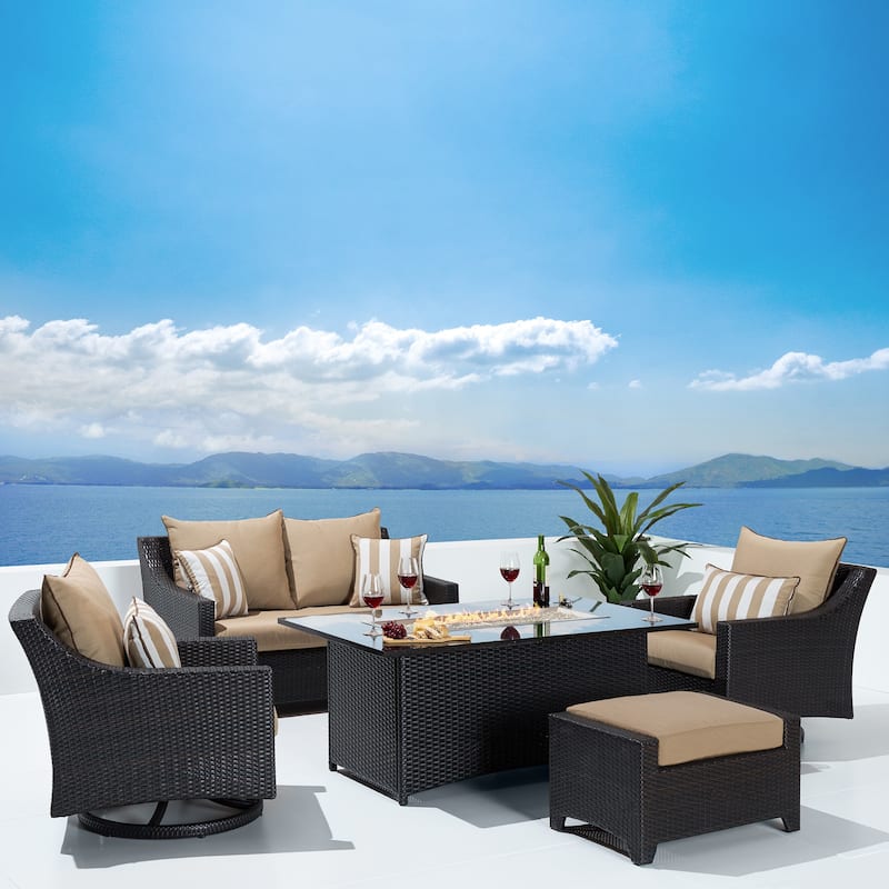 Deco 5 Piece Sunbrella Outdoor Patio Love & Motion Club Fire Set