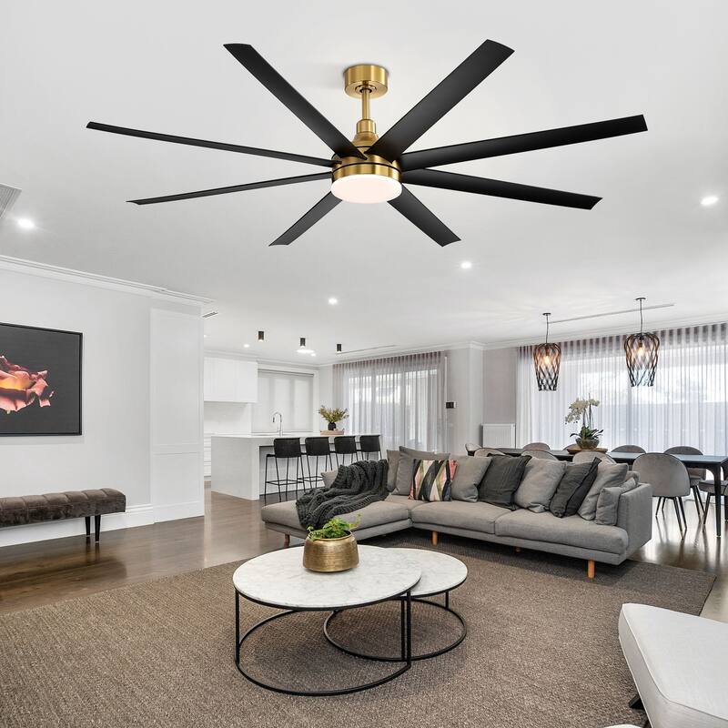65"/72"/84" Modern LED Ceiling Fan with Light and Remote(8-Blade)