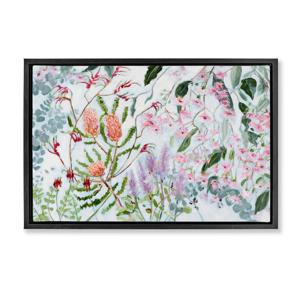 Stupell Elegant Garden Flowers Framed Floater Canvas Wall Art Design By Meredith Howse
