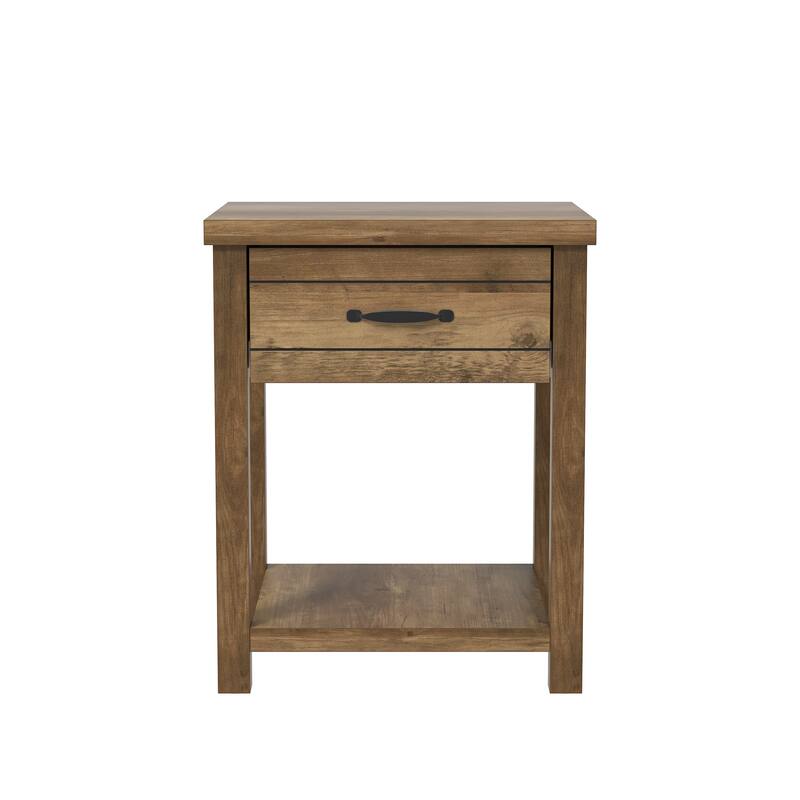 Milligan Wood Nightstand with 1 Drawer and Shelf, Set of 2