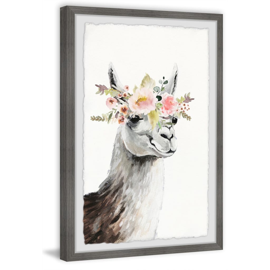 Llama Wall Art Print Framed Floral Painting Boho Home Decor