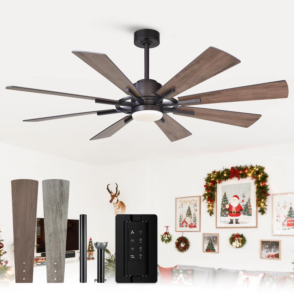 60" Oil-rubbed Bronze Large Windmill Ceiling Fan with Light and Remote - 60 Inches