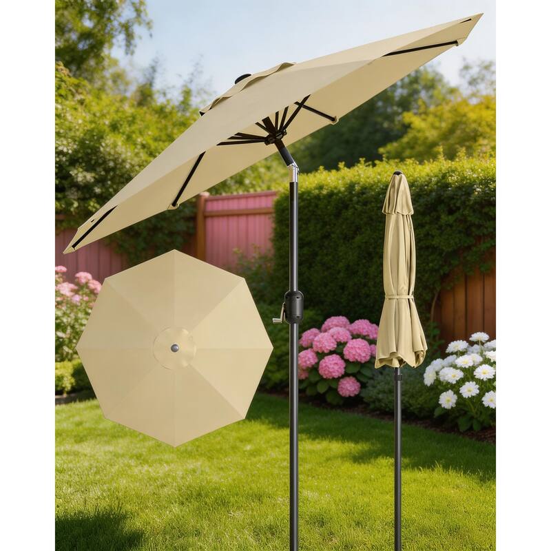 10ft Outdoor Patio Umbrella, with Crank Lift & Push Button Tilt, UV Protection Waterproof