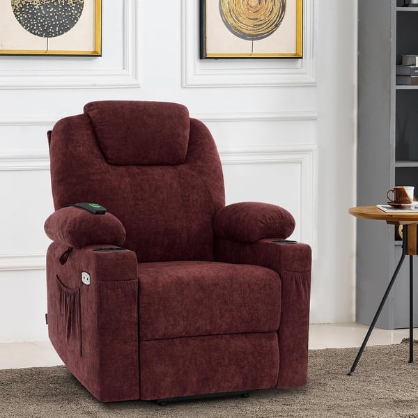 Fauteuil Massage Cuir - Relaxation TV, Pivotant, Chauffage, USB - MCombo