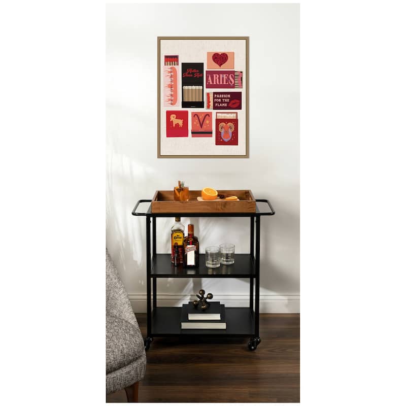 Kate and Laurel Aries Matchbook Linen FC by Megan Ryan Framed Canvas Wall Art Print