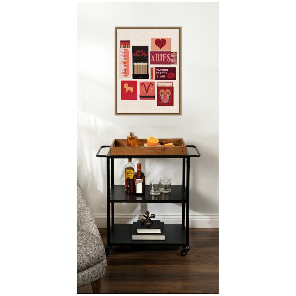 Kate and Laurel Aries Matchbook Linen FC by Megan Ryan Framed Canvas Wall Art Print