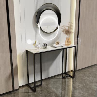 Long Modern Console Entry Table Sintered Stone Console Table for Foyer - 39"L x 12" W x 31" H