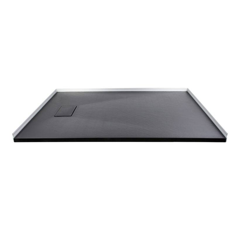 Transolid FZS6036-09 60-in L x 35.5-in W Zero Threshold End Drain Shower Base, Black - 60-in L x 35.5-in W