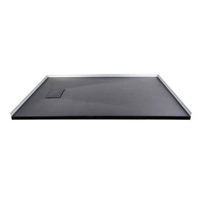 Transolid FZS6036-09 60-in L x 35.5-in W Zero Threshold End Drain Shower Base, Black - 60-in L x 35.5-in W
