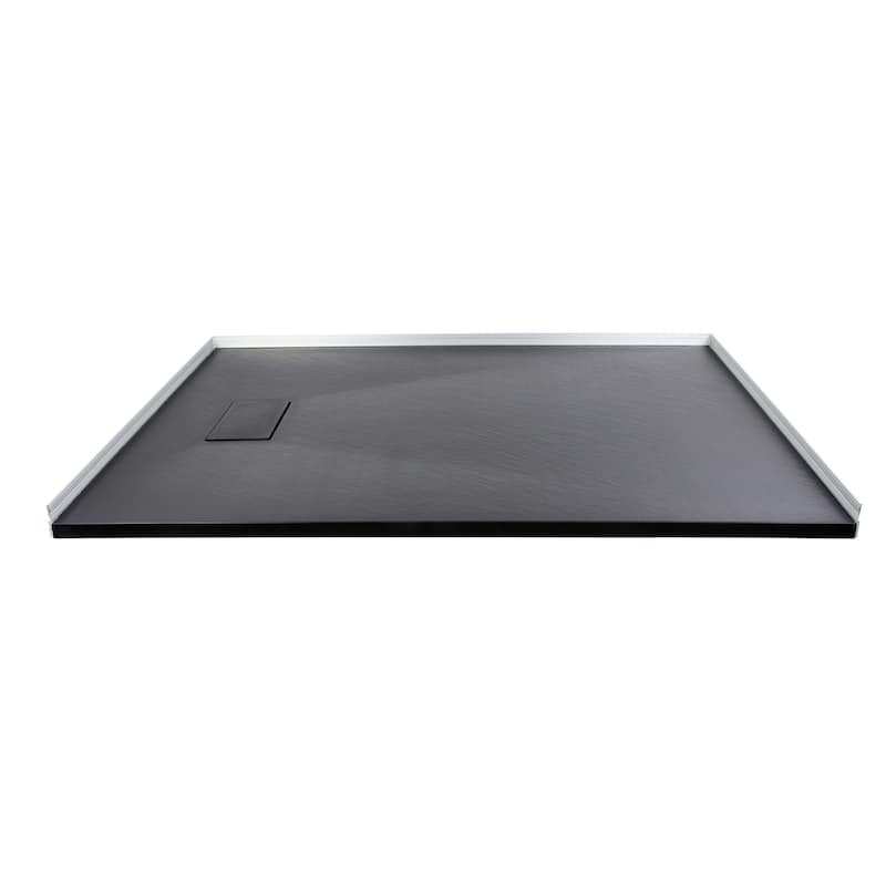 63-in L x 35.5-in W Zero Threshold End Drain Shower Base, Black - 63-in L x 35.5-in W - 63-in L x 35.5-in W