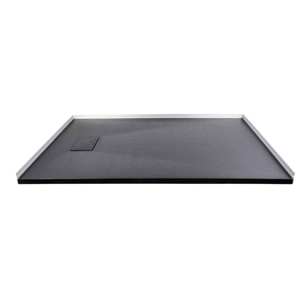 63-in L x 35.5-in W Zero Threshold End Drain Shower Base, Black - 63-in L x 35.5-in W - 63-in L x 35.5-in W