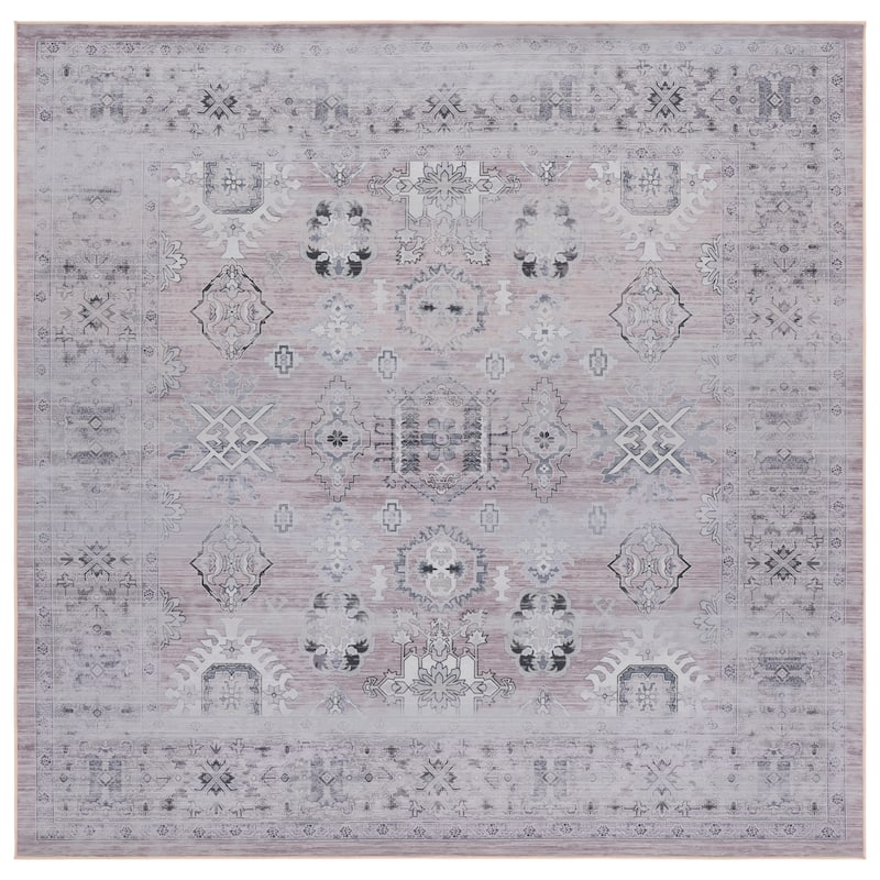 SAFAVIEH Tucson Washable & Slip Resistant Amedea Rug - 6' Square - Pink/Beige