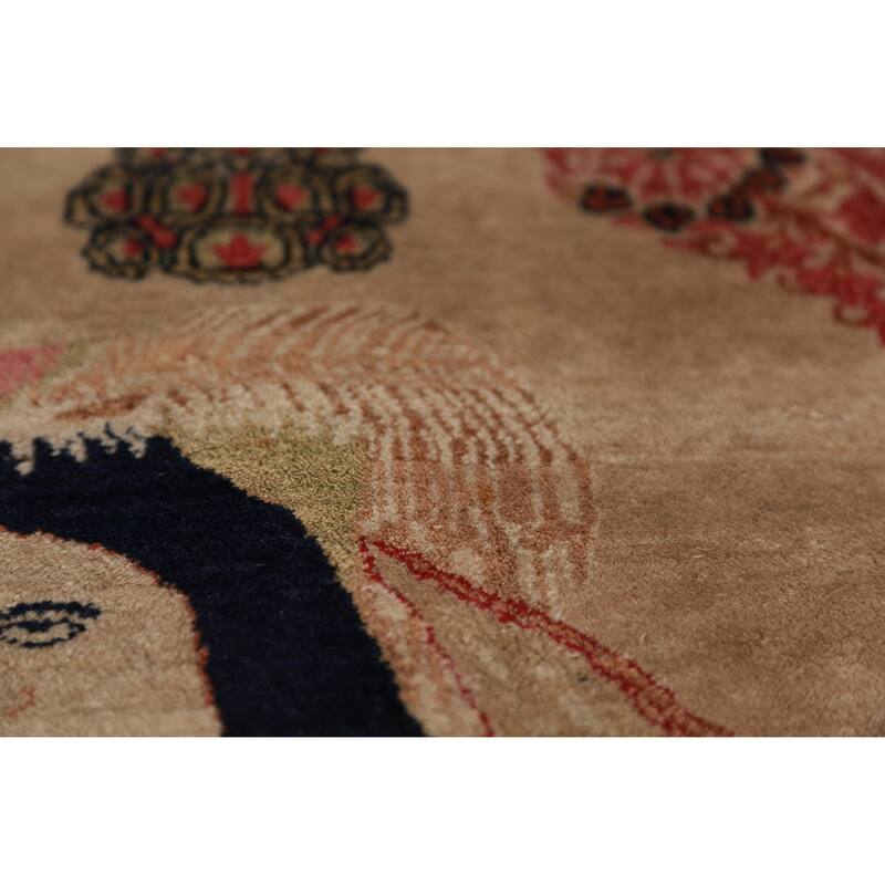 Antique Vegetable Dye Kerman Ravar Persian Rug Handmade Wool Carpet - 1'11" x 2'6"