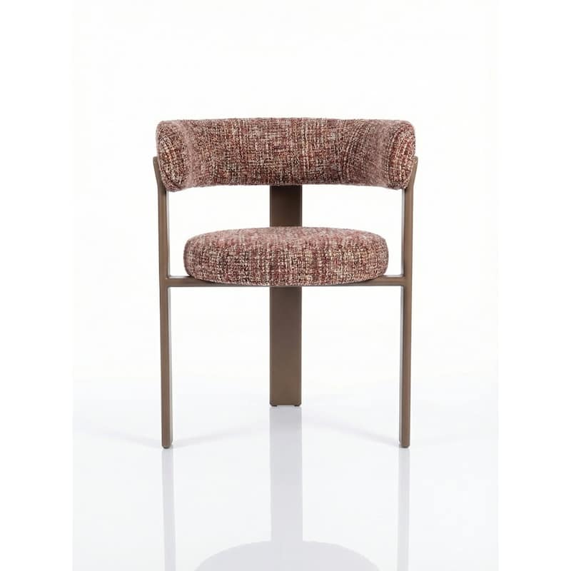 Upholstered 3-leg Wood-look Metal Frame 2pc Dining Chairs - N/A