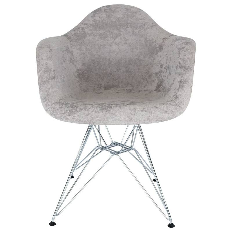 Willow Velvet Accent Armchair with Eiffel Chrome Base Set of 2 by LeisureMod