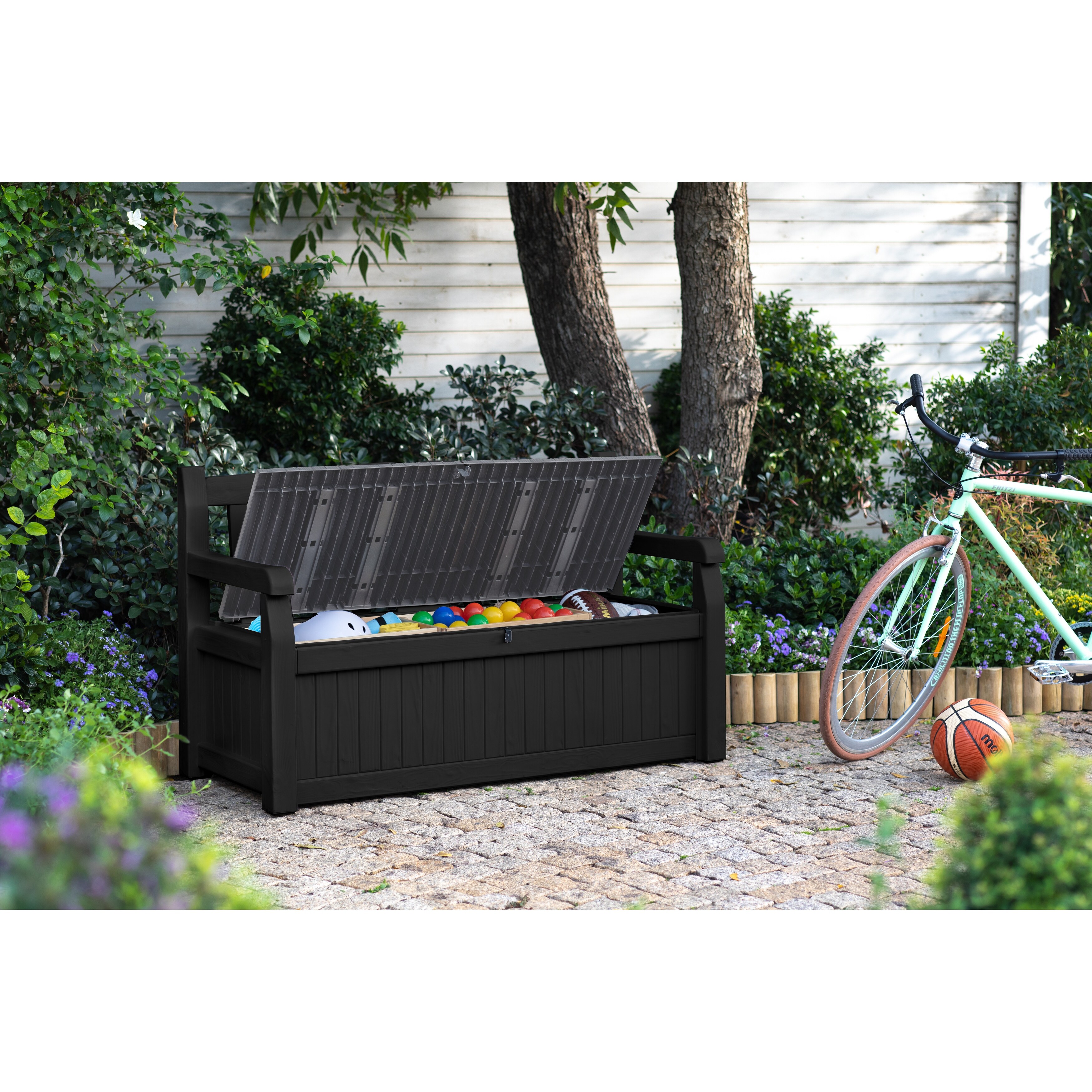 Keter eden 70 gallon storage bench deck box for discount patio