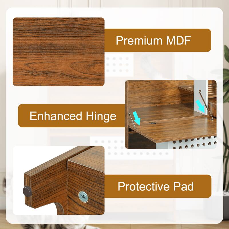 Roomfitters Modern Cat Furniture Litter Box Enclosure Side Table, Hidden Cat House with Storage Cabinet for Home Use